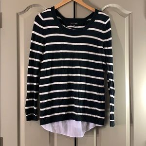 rxb black white striped open back sweater size L